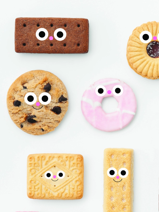 A selection of biscuits with cute faces 