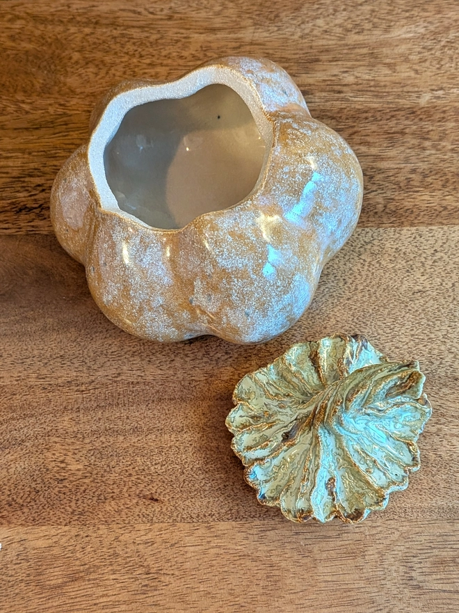 Pumpkin storage pot with lid