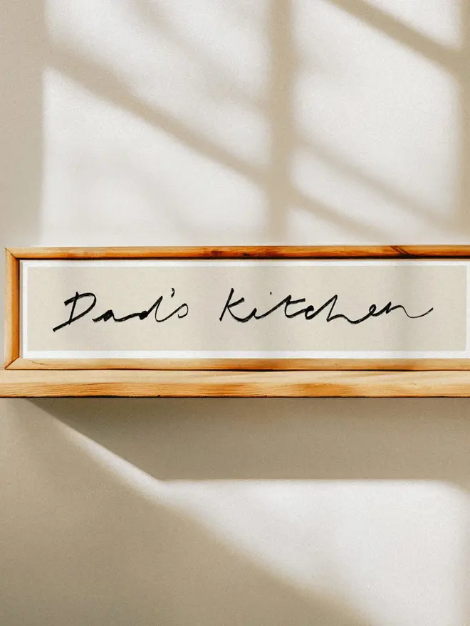 'Dad's Kitchen' wall print in Beige 