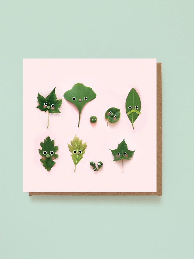 A selection of  cute leaves with faces 