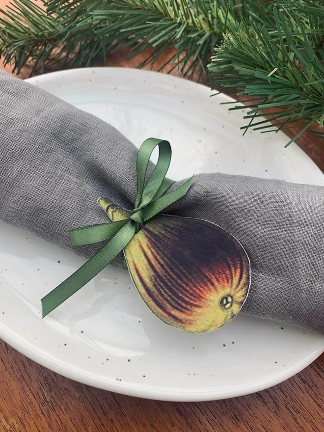 Printed fabric botanical fig place setting