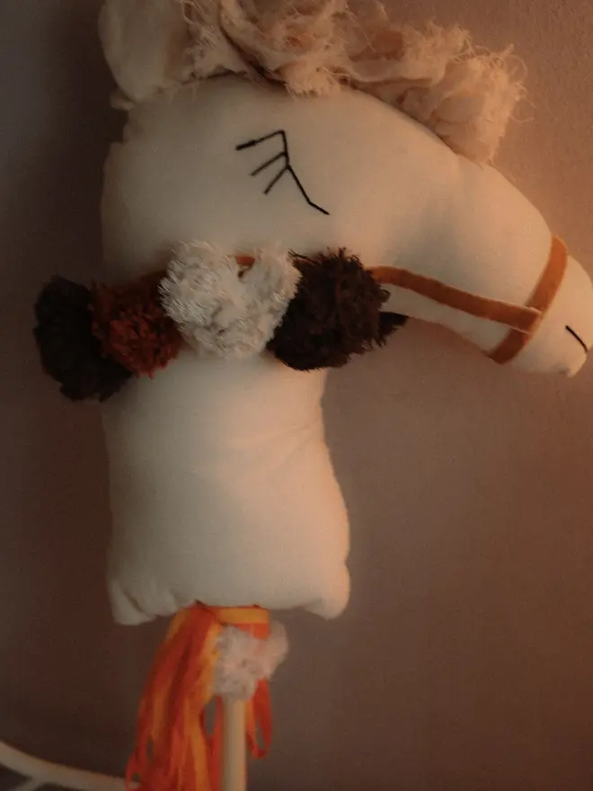 Cotton Llama Hobby Horse Toy, Handmade Stick Toy, Nursery Decor