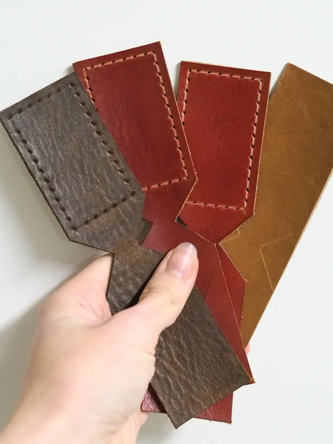 hand dyed leather colour key rings