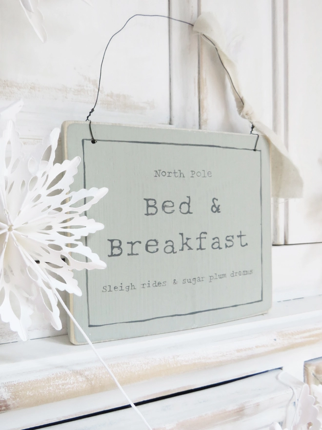 North Pole B&B festive handpainted sign