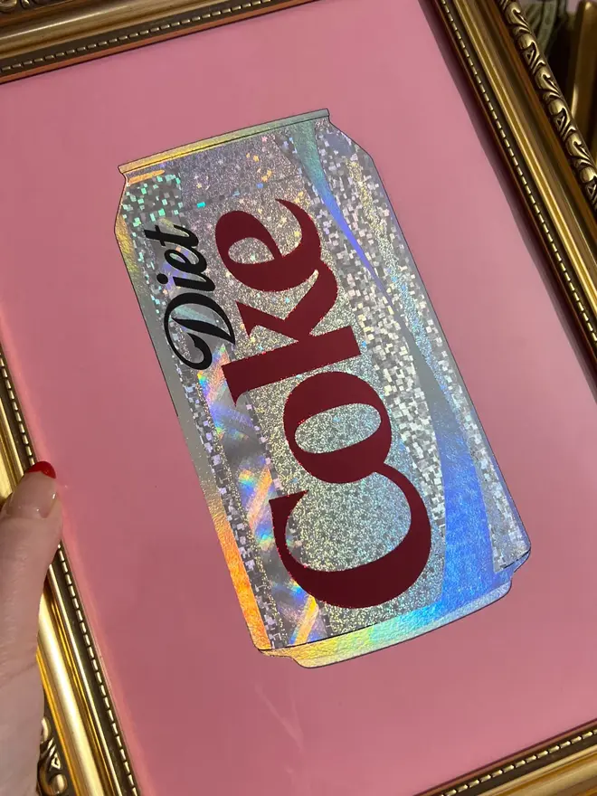 'Diet Coke' Can ScreenPrint, a person holding a colourful diet coke screenprint. 
