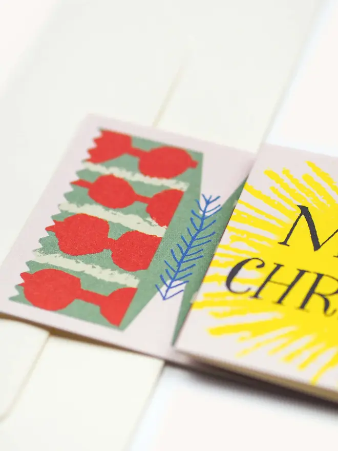 yellow christmas cracker card