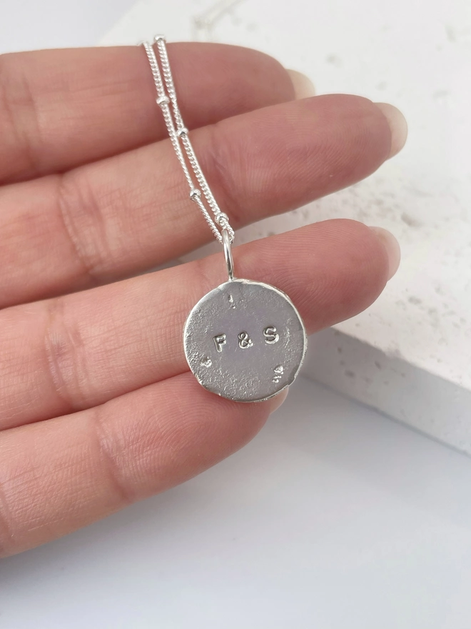 Sand cast Love you to the moon pendant necklace celina c jewellery handmade recycled gold silver holly & co