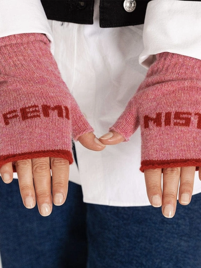 "Feminist" Fingerless Gloves 