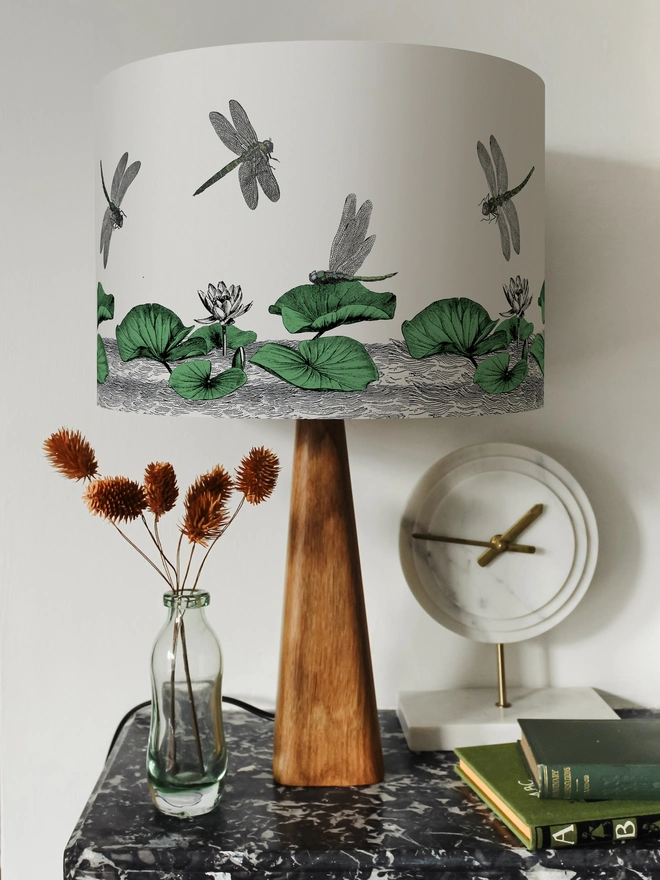 Dragonflies and Waterlilies -  Drum Lampshade