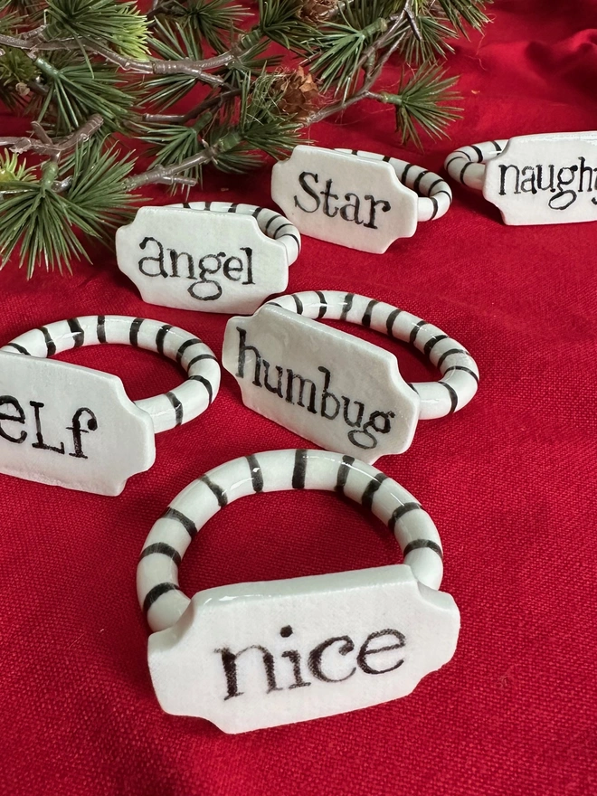 Christmas napkin rings set 6