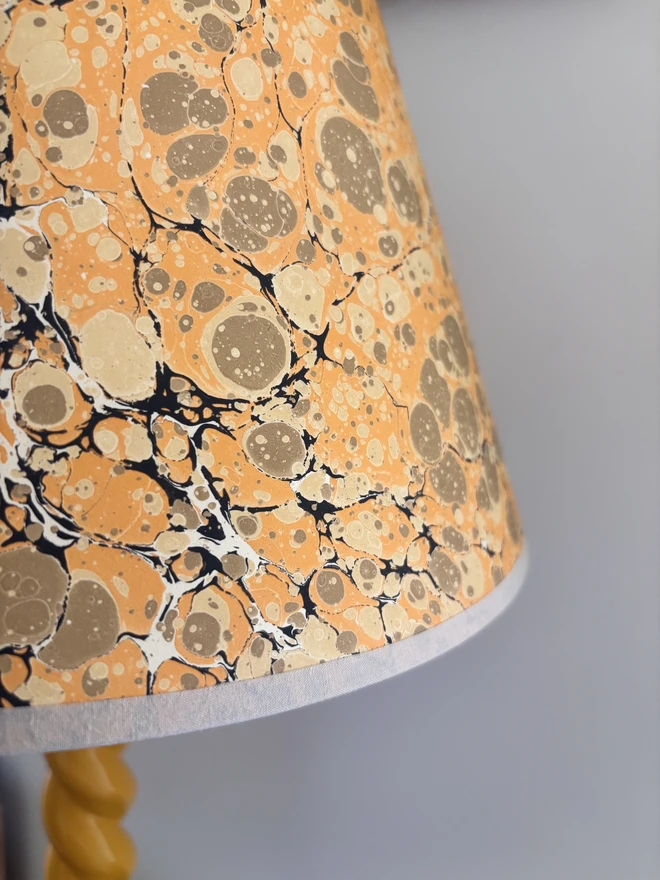 Close up image of emphire lampshade in plock pattern
