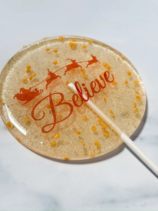 Large sparkly Believe Lollipop