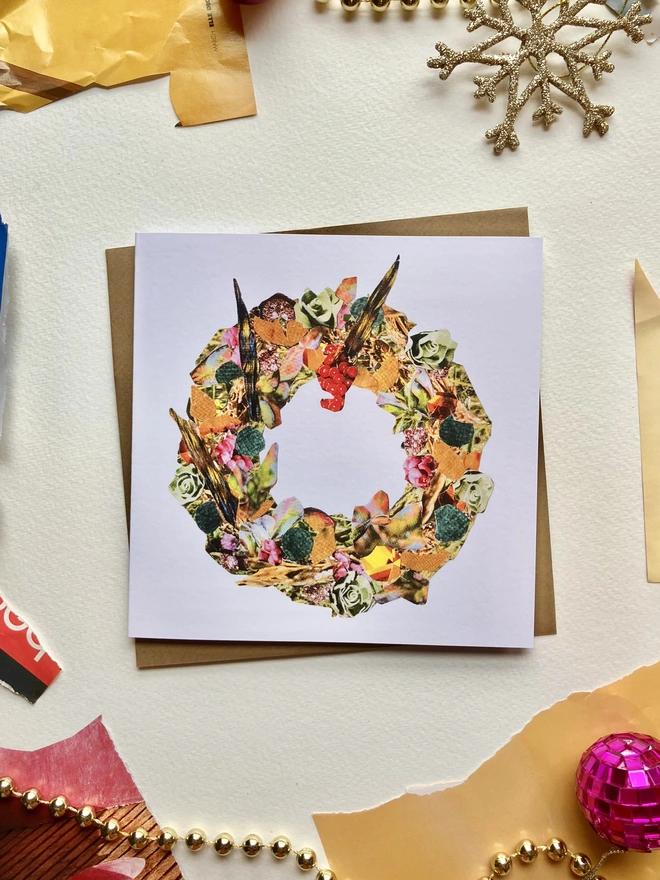 festive wreath christmas card 