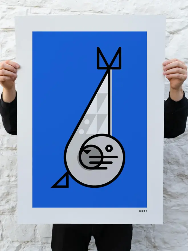 Seal on Blue fine art print by Devon artist Bert Fowler