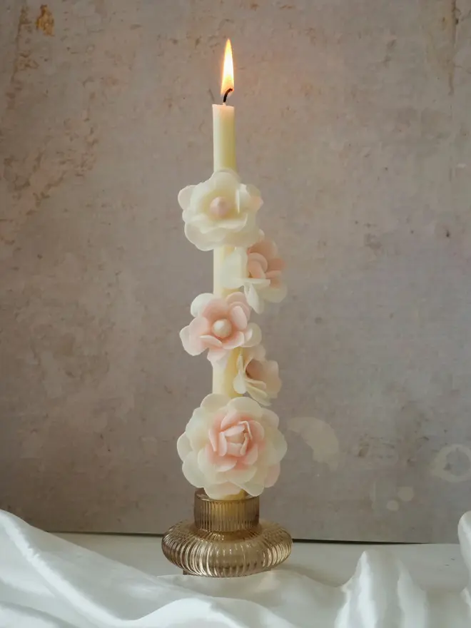 Handcrafted Floral Taper Candle