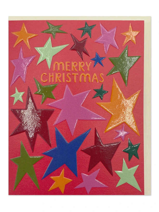 Mini Christmas Card Colourful Star Pattern | Raspberry Blossom 