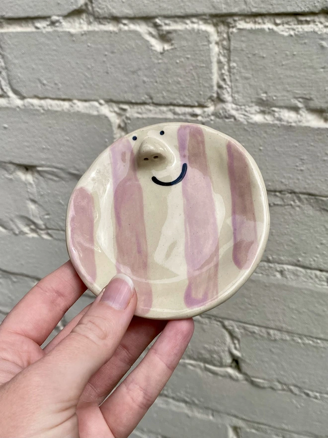 purple stripe trinket tray