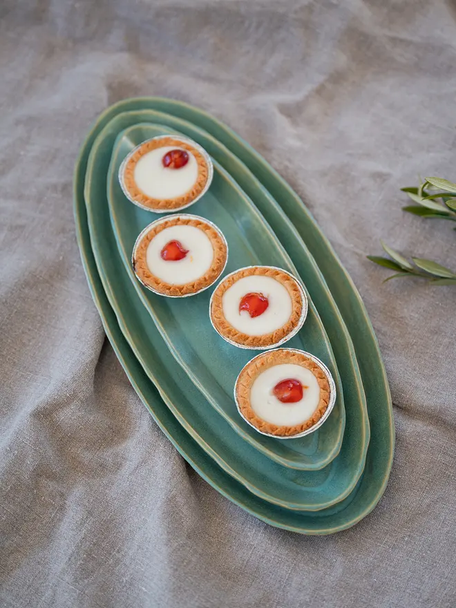 aqua ceramic platter, jenny hopps pottery