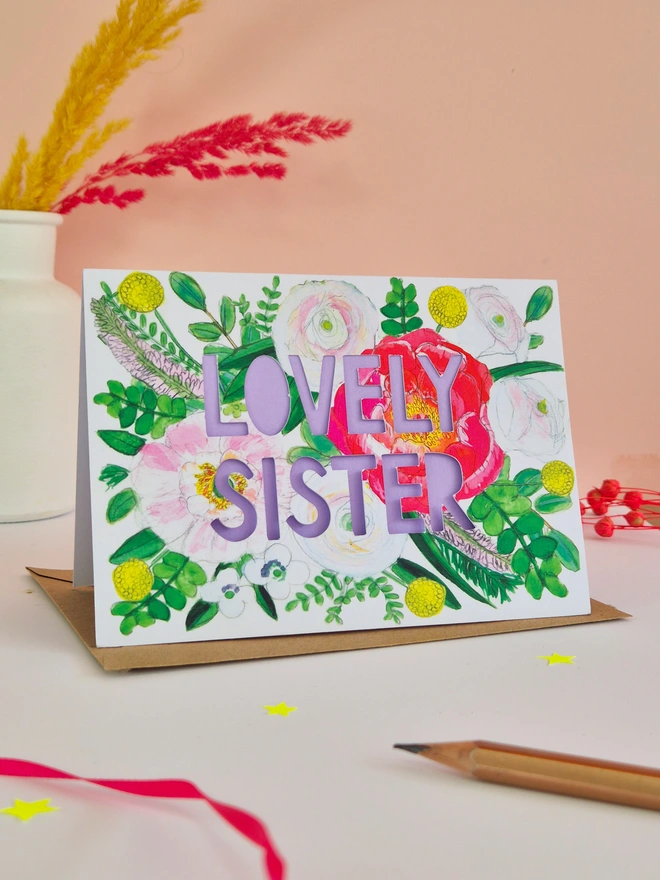 Lovely sister paper cut card