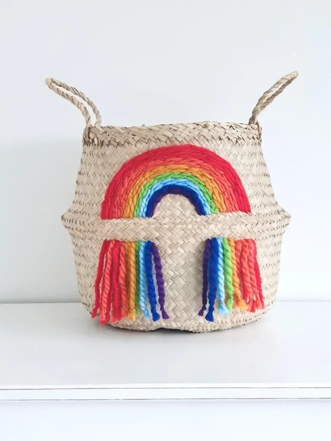 Rainbow Tassel Belly Basket