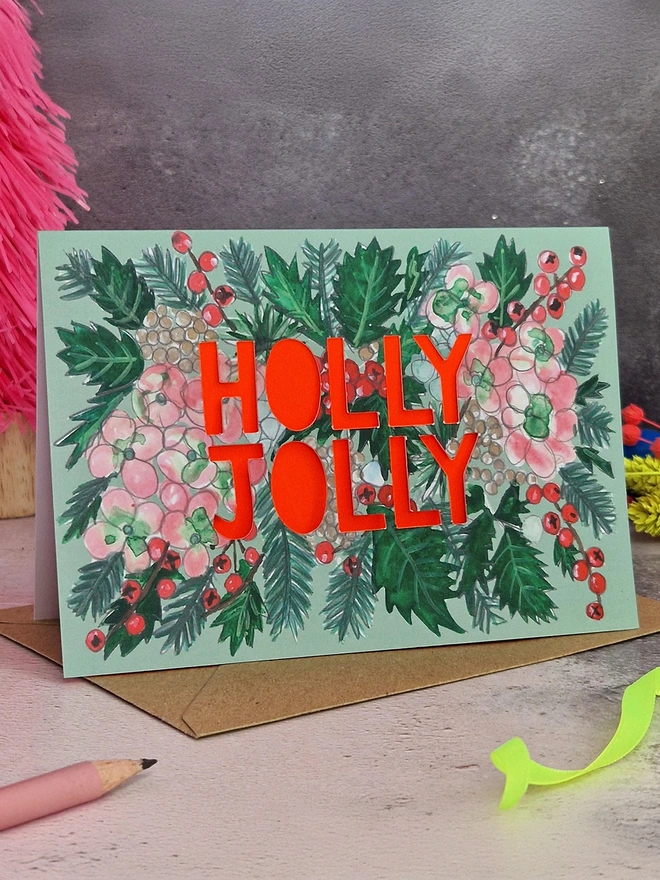 Holly berry Christmas card