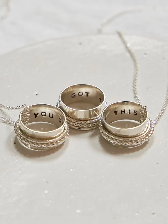 you got this motivational necklace spinner pendant recycled sterling silver celina c jewellery anxiety granduation new job or adventure holly and co