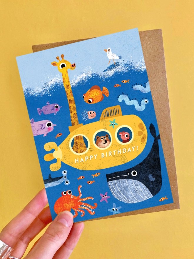 birthday set multipack pack greeting cards birthday card children's kids animal penguin moose elephant pig bear