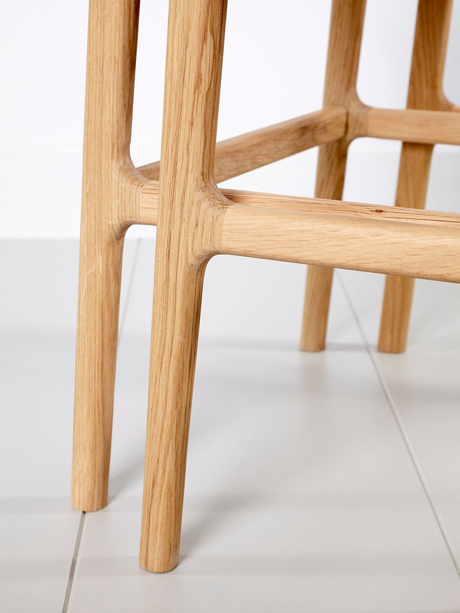 handmade wooden nesting tables leg detail