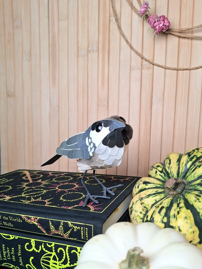 coal tit handmade paper sculpture
