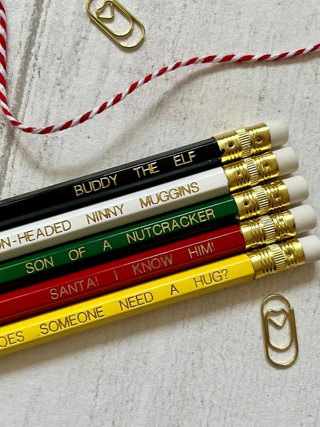 Elf Movie Themed Christmas Pencils (Set Of 5)