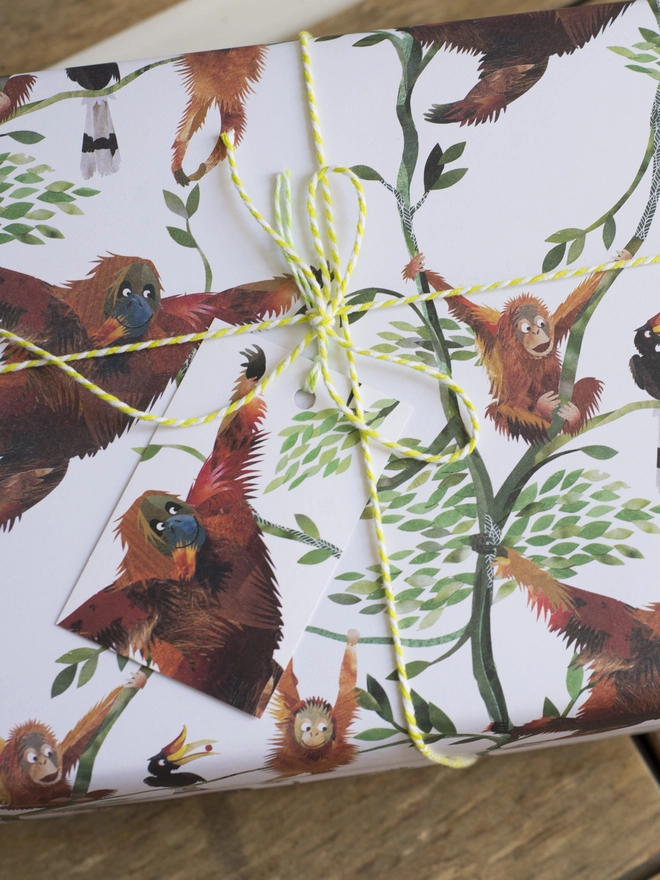 Swinging Orangutans Wrapping Paper