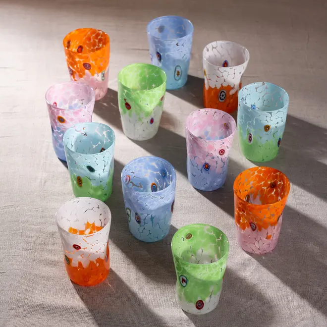 group shot of various ombre/two-toned glass tumblers