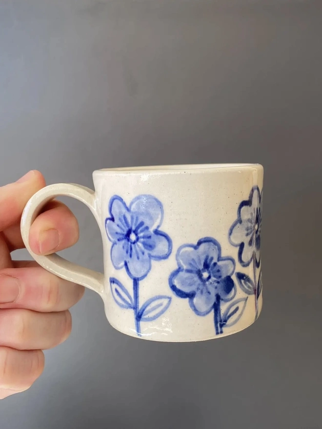 Handmade Blue Delft Flower Espresso Mug