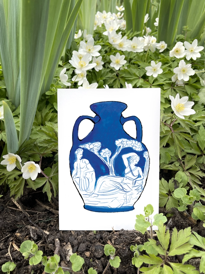 Wedgwood Portland Vase ceramics blue white Greek Goddess Roman History inspired greeting card ceramics archaeology cameo 