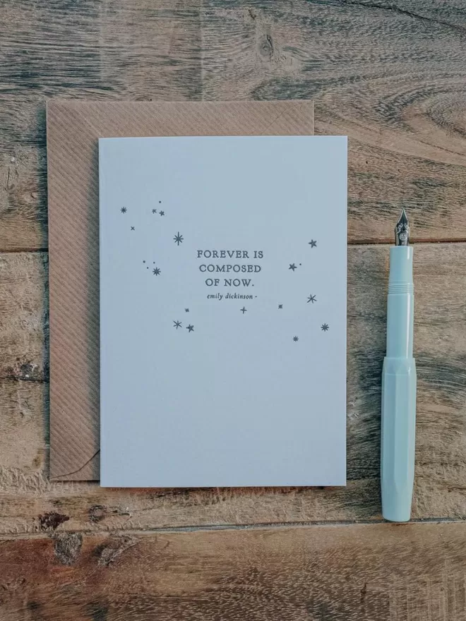 Forever is composed of know Emily Dickinson quote letterpress card
