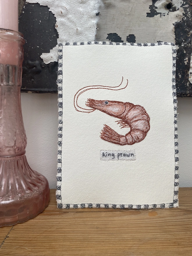 King Prawn Embroidered Picture