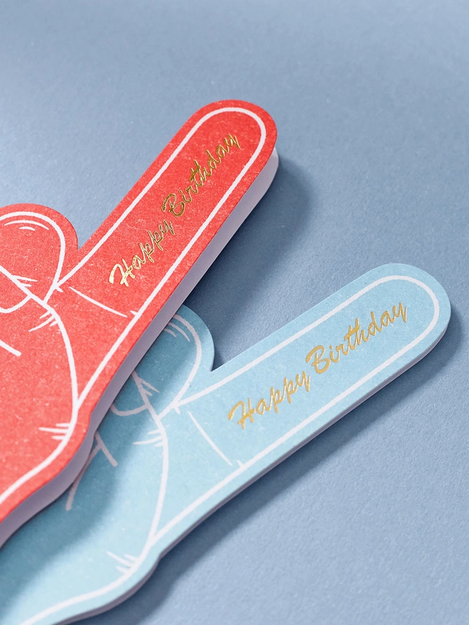 happy birthday foam finger cards gold foil detail