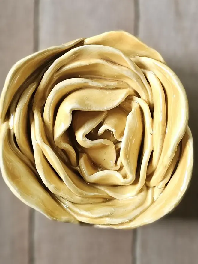 yellow ceramic flower peony collectors pottery gift for botanist flower lover fine art ceramics