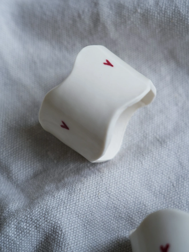 porcelain heart napkin ring