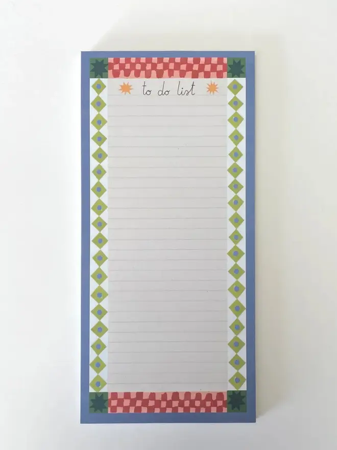 Patterned To Do List, against a white background. 