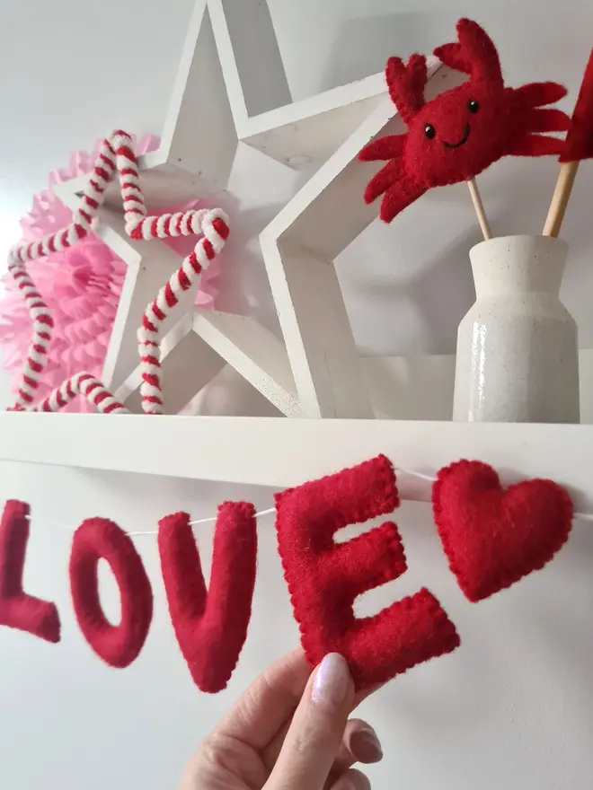 Red Felt Love Garland