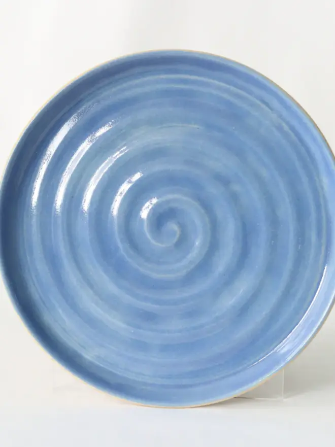 blue ceramic plate