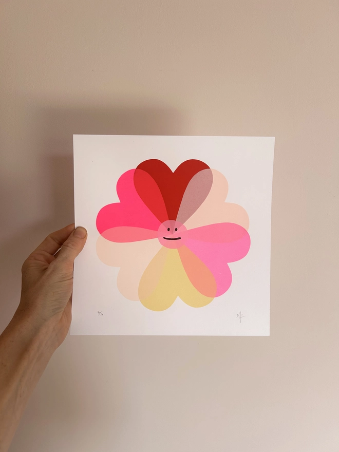 Happy Hearts Screen print in Pink and Red