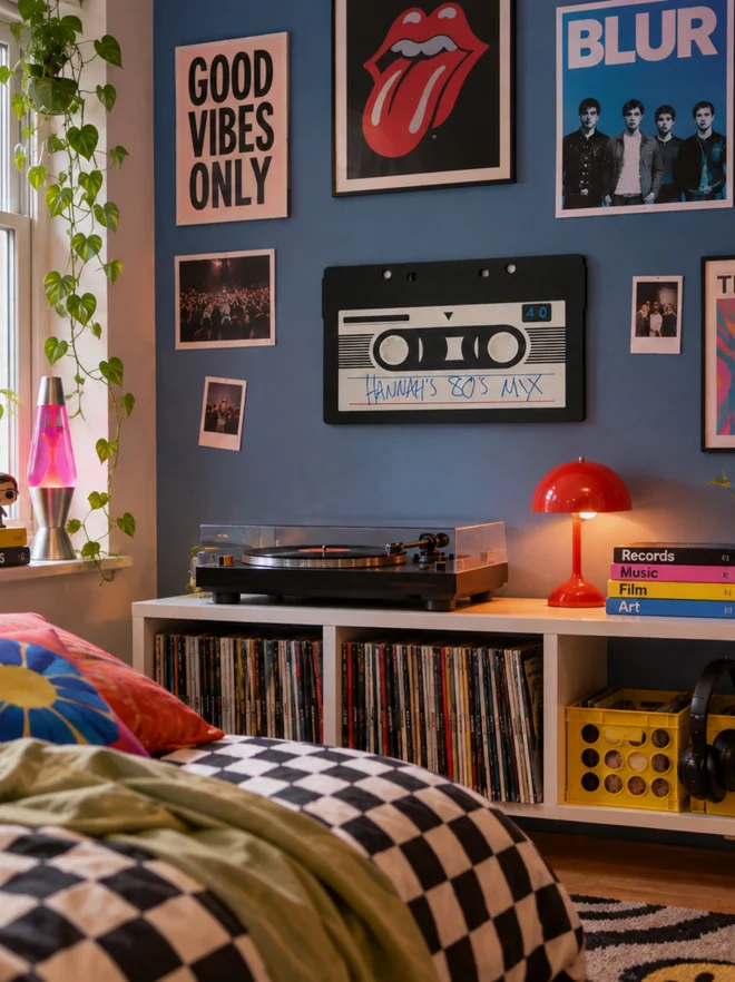 Visualisation of custom-painted Tape Artwork in a bedroom wall