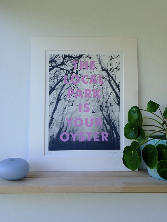 'The Local Park is Your Oyster' Pink Screenprint