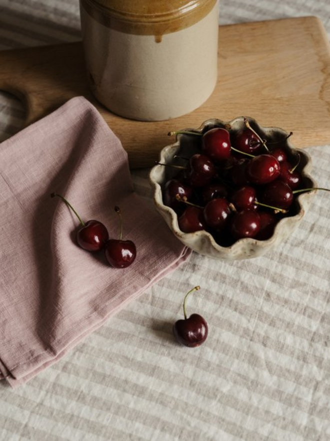 Striped linen tablecloth