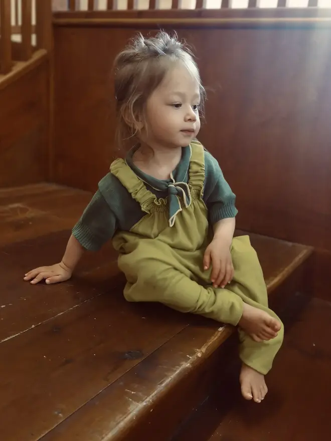 kids jersey dungarees green