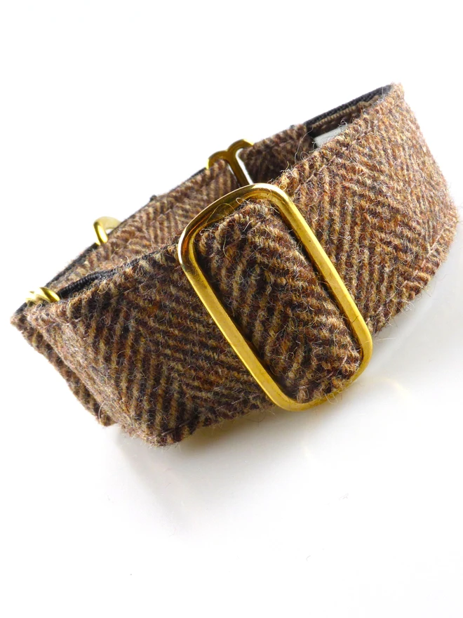 Pumpernickel Herringbone Tweed Martingale Dog Collar