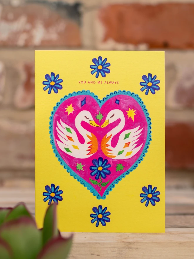 swan anniversary card