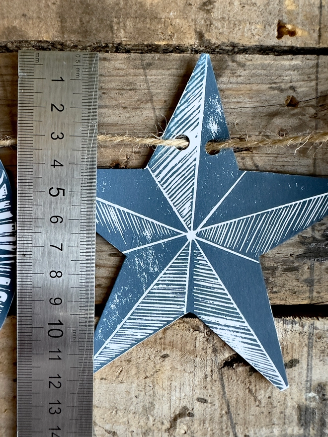 Mystical Moon, Stars & Sun Hand Printed Linocut Garland